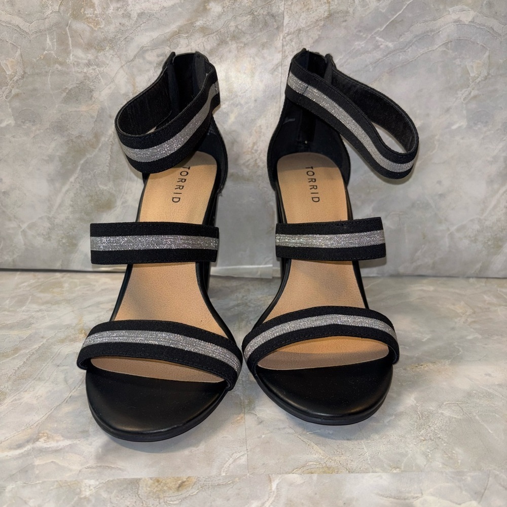 Torrid Black Heels with Silver Straps